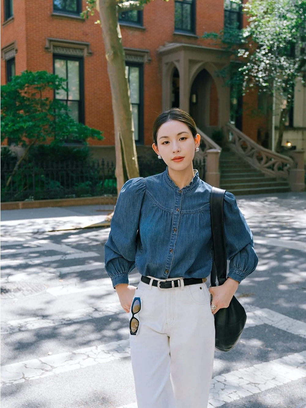 PETITE STUDIO Denim Blouse